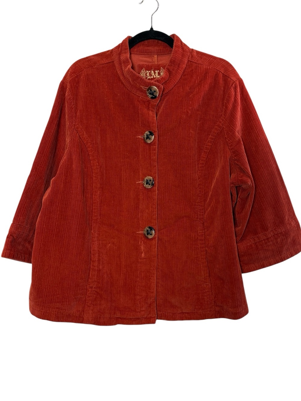 LAL Live a Little Vintage Womens Rust Corduroy A Line Button-Front Jacket sz 1X